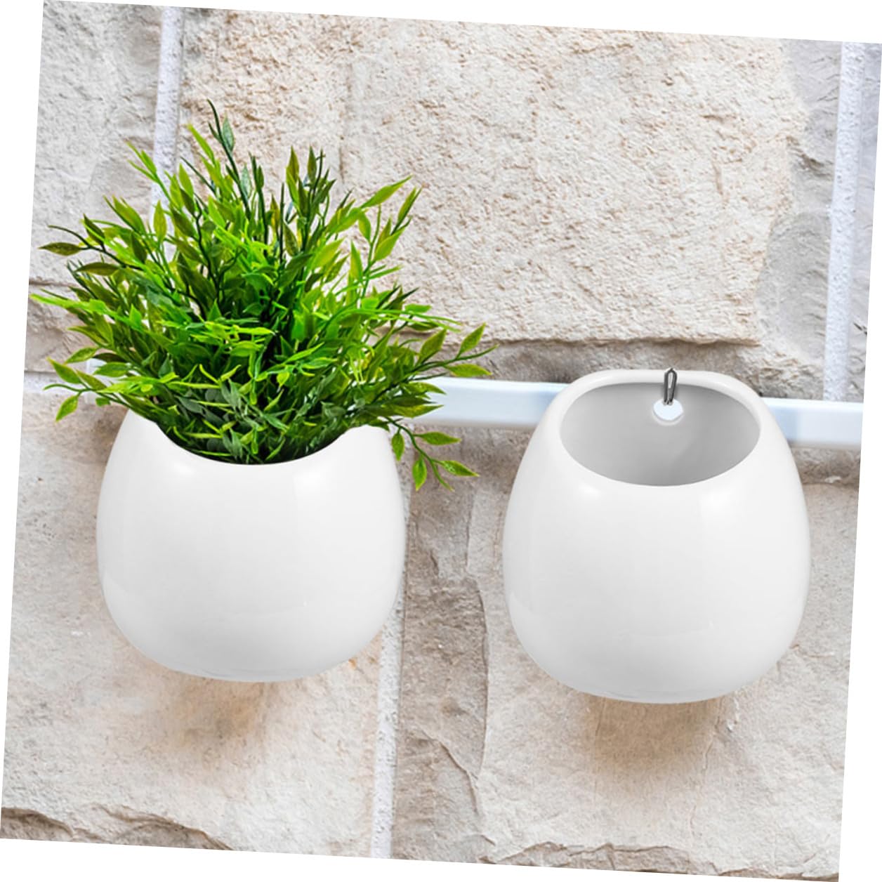 Yardenfun 4 Sztuki Częściowy Białych Ceramicznych Doniczek Ściennych Do Kwiatów Wielofunkcyjne Wiszące Dekoracje Do Domu Biura i Pokoju Trwałe i Łatwe Utrzymaniu