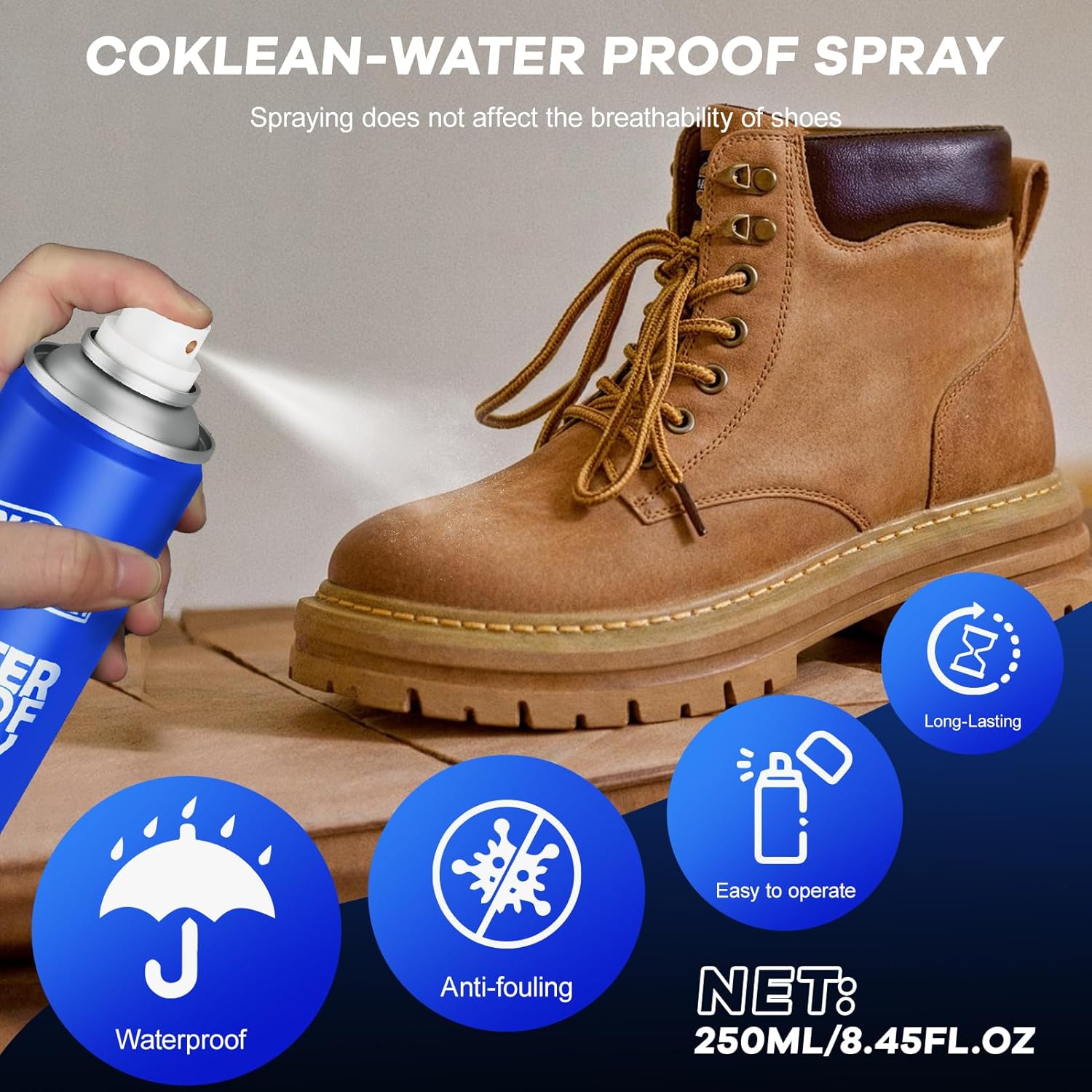 Shoe Protector Spray, Rain & Stain Waterproof Spray 8.45 OZ Nano Protectant for Sneaker, Nubuck, Canvas, Suede Shoes - Image 3