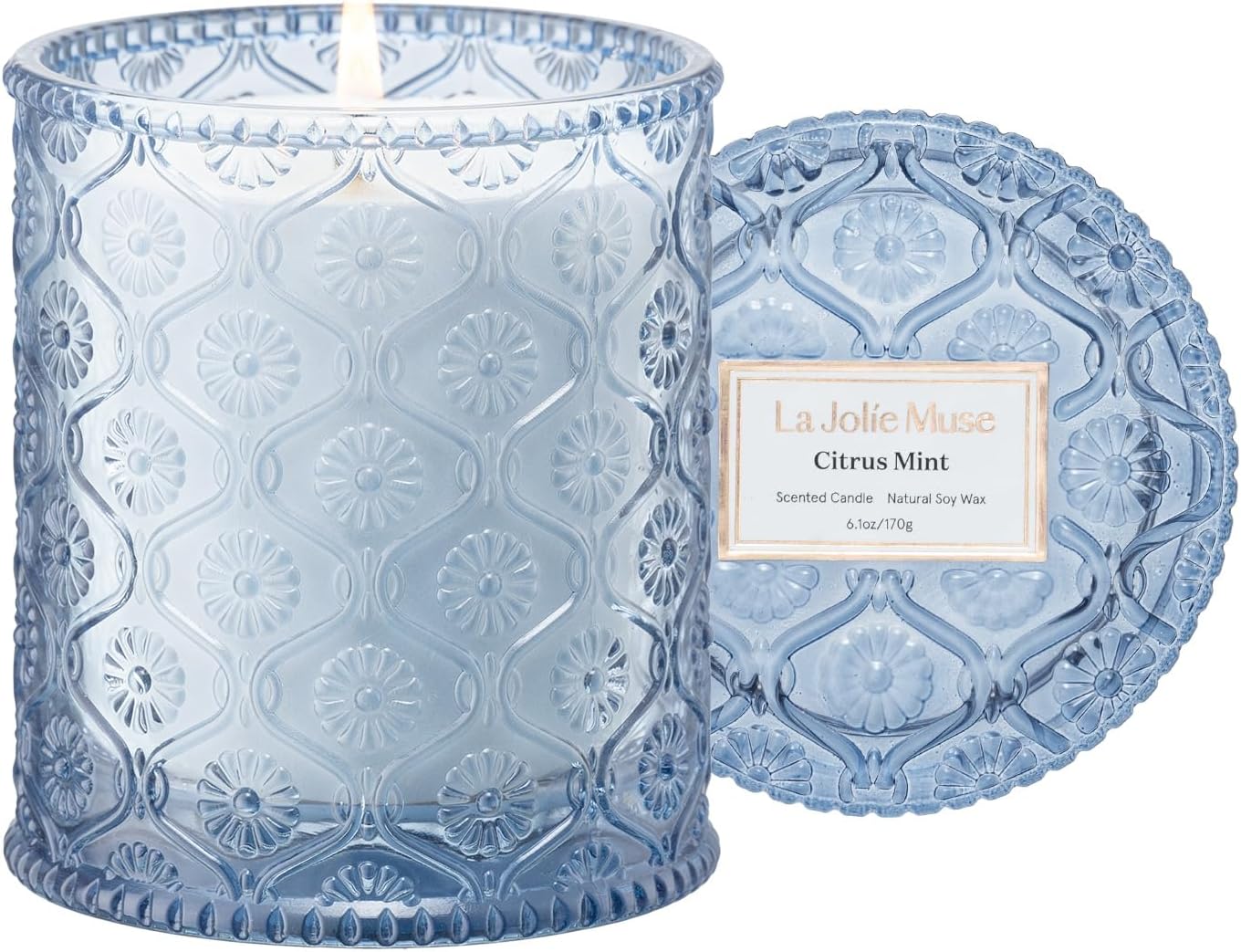 Citrus Mint Candle – Yuzu, Mint & Tonka | 6 oz Natural Soy Wax | 40 Hours Clean Burn | Gift-Ready for Hosts | Fresh Citrus Candle | Elegant Home Décor