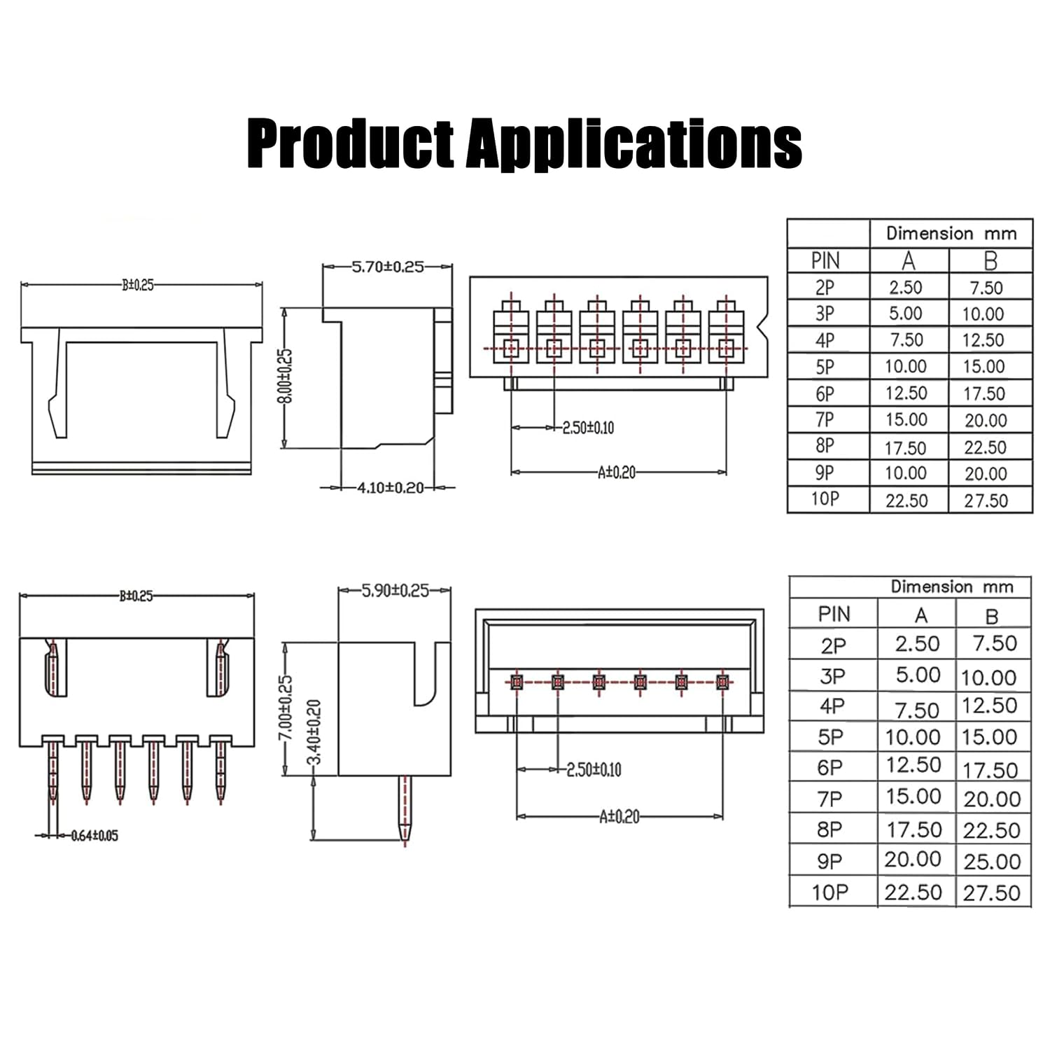 1270Pcs XH2.54mm Connector Kit 2P 3P 4P 5P Housing & Pin Headers | Complete wire connector assortment for electronic circuit wiring and DIY assembly projects