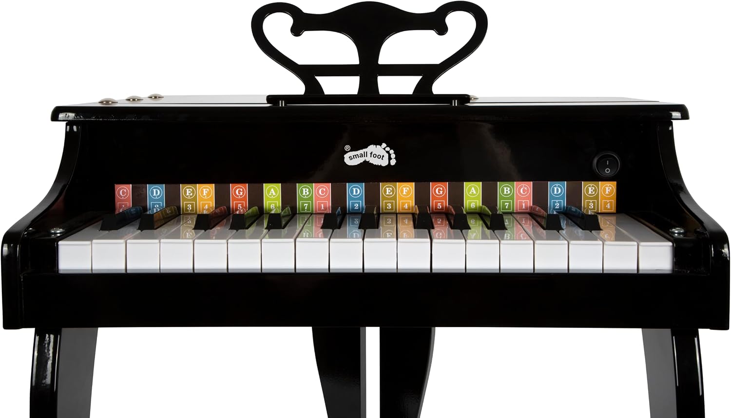 small foot Children's Tail, Wooden Electronic Piano with Stool, Children from 3 Years, 12622, Black
