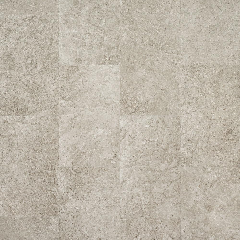 Stone & Tile Effect Vinyl Flooring 2.8mm Thick Foam Backed Lino Roll Bathroom Kitchen (Moon Grey Polished Stone Tiles - 3m Wide x 5.5m Long)