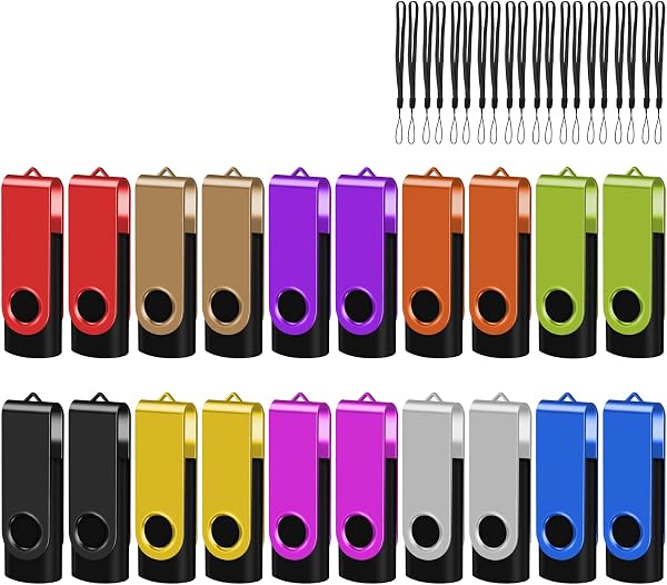 EASTBULL Flash Drives Bulk USB Thumb Drive USB 2.0 Memory Stick Swivel Pen Drive with Lanyard for Storage and Backup