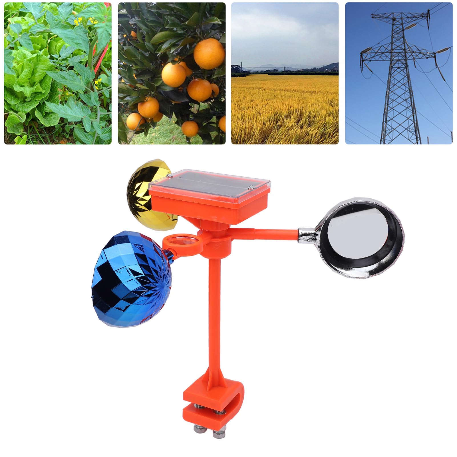 Dispositivo Disuasorio para Espantapájaros con Voz Visual, Carga Solar, Prismas Reflectantes de 360°, Dispositivos para Ahuyentar Pájaros para Jardín, Techo, Granja, Patio Exterior