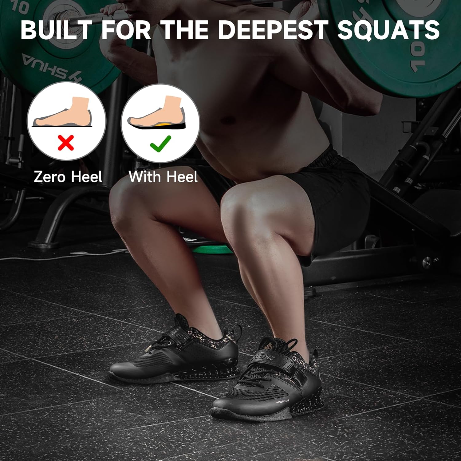 MANUEKLEAR Deadlift Shoes, Strong Anti-Slip Lifting Shoes for Men, Professional Training Weightlifting Shoes for Men and Women, Squat Shoes for Powerlifting with Rubber Non-Slip So...