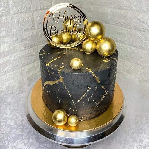 Miniatura 5 de 28 bolas de decoración para tartas negras y doradas con corona pequeña y púa de pastel de feliz cumpleaños, inserto de bricolaje para boda, fiesta
