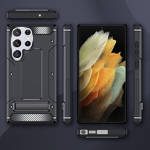 Miniatura 8 de Asuwish Funda de teléfono para Samsung Galaxy S22 Ultra 5G con protector de pantalla de vidrio templado y soporte delgado y resistente cubierta