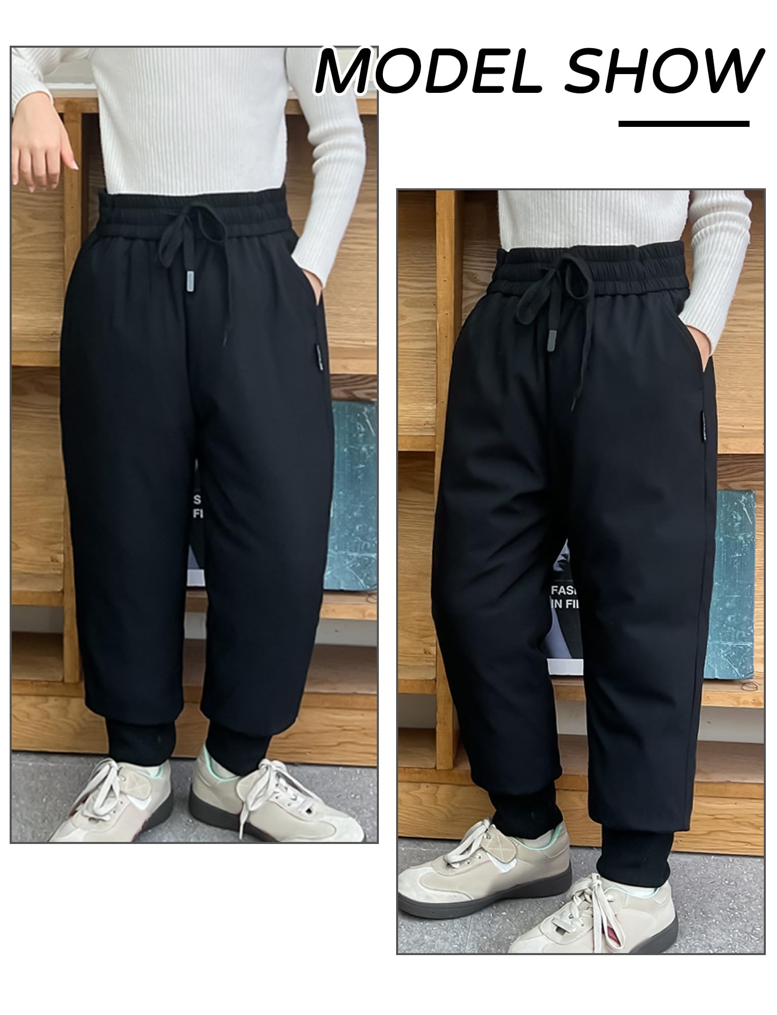 SEAUR Kinder Daunenhose Leicht Warm Winterhose Dick Schneehose Mädchen Jungen Skihose Winddicht Outdoorhose Winter - 120-160=(EU 110-158)