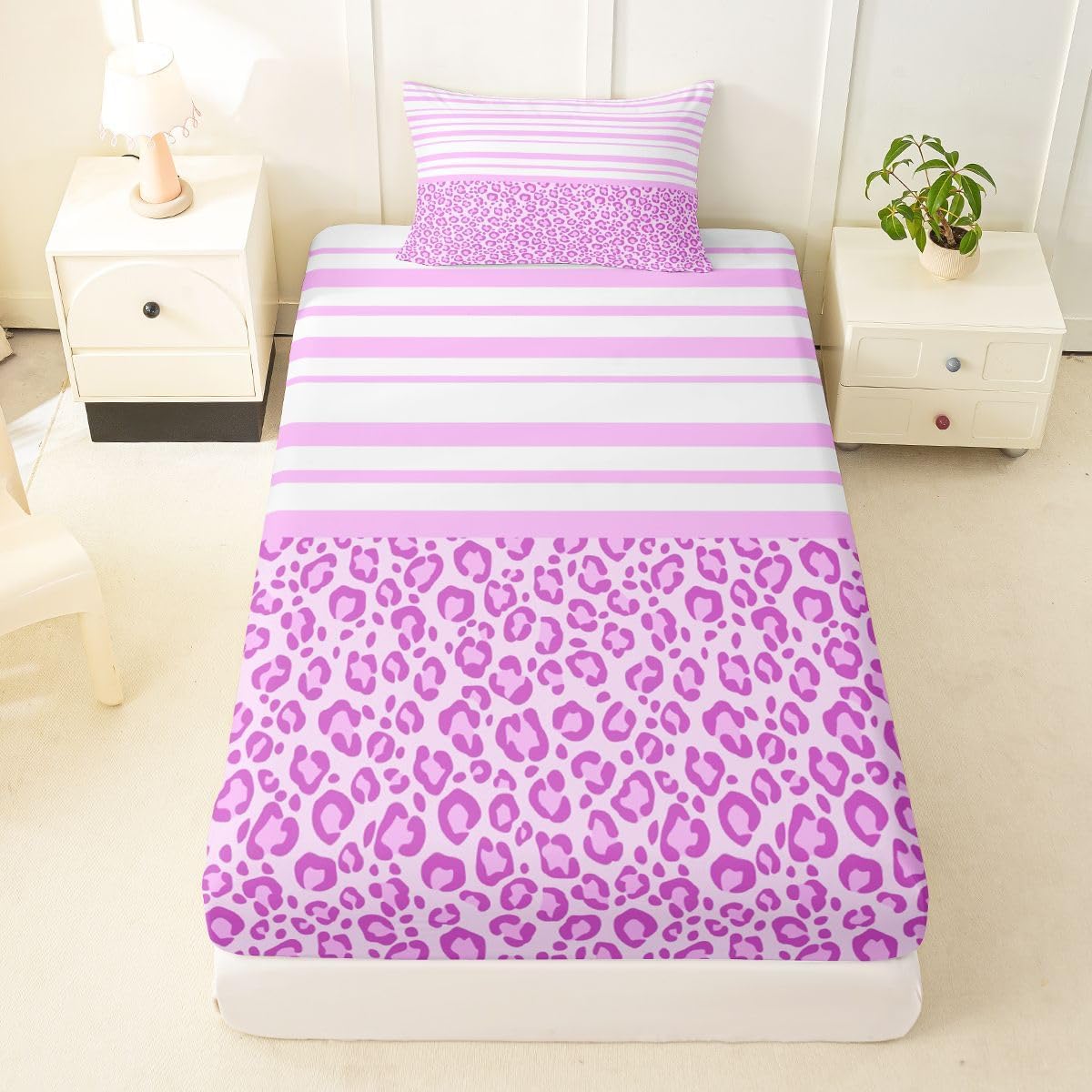 Erosebridal Cheetah Print Fitted Sheet Set Twin Size for Boys Girls