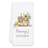 OSLYSOF Nanny's Grandma Kitchen Towels, Mother's Day Birthday Gifts for Nanny Grandma Dish Tea Towels for Kitchen Decor, Grandmother Gifts from Grandkids Decorative Hand Towels, 16x24 Inch