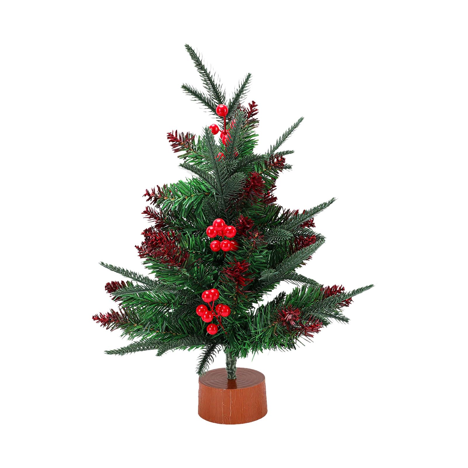 Ejoyous Albero di Natale Artificiale Mini, Pino Decorativo con Bacche,
