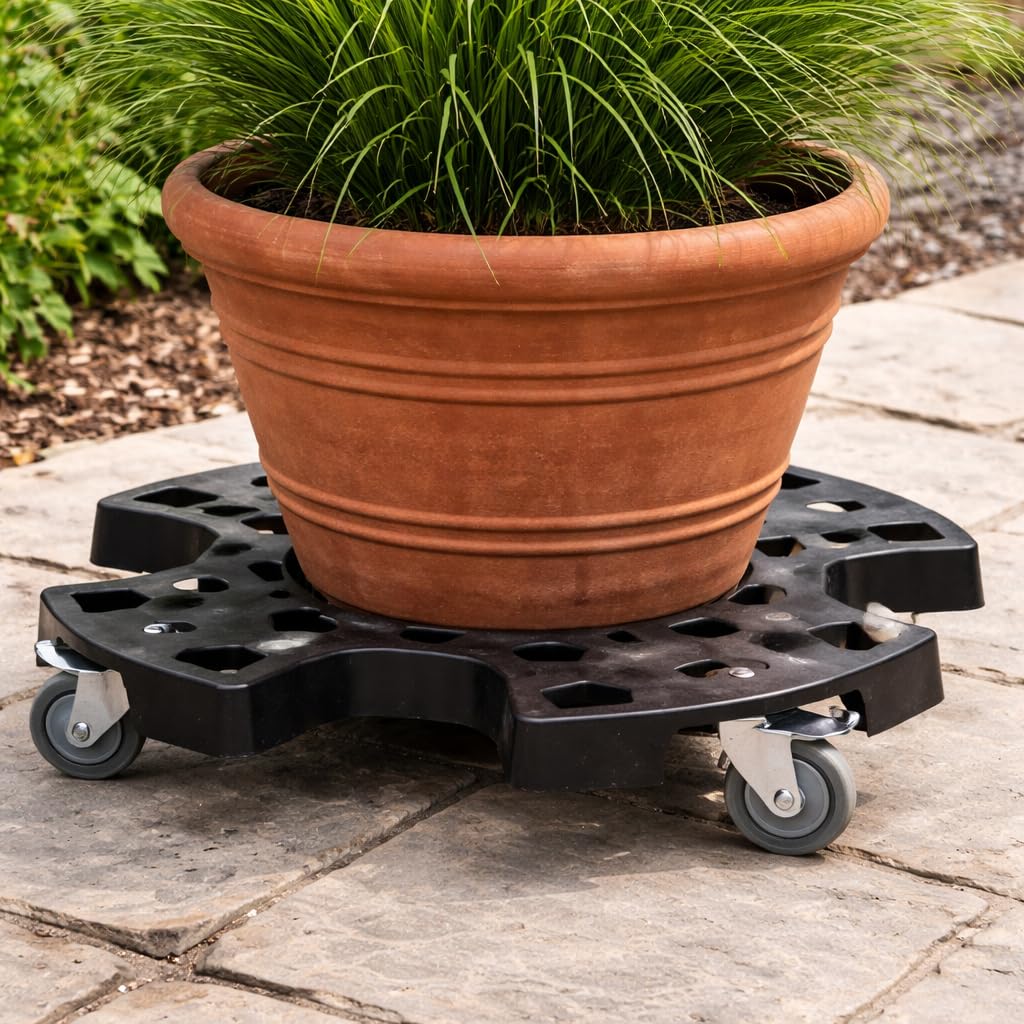 KATSU Carrello di Trasporto per Deposito Pneumatici, 136KG Capacità, Robusto Antiscivolo 4 Ruote Girevoli Mobile Carrello con Freno per Auto Vechicle Camion Ruota di Pneumatici, 64 x 64 x 11,5cm