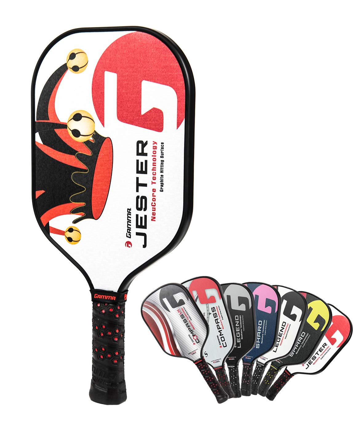 Gamma Legend NeuCore Pickleball Paddles with Grip, Composite Fiberglass Surface, White