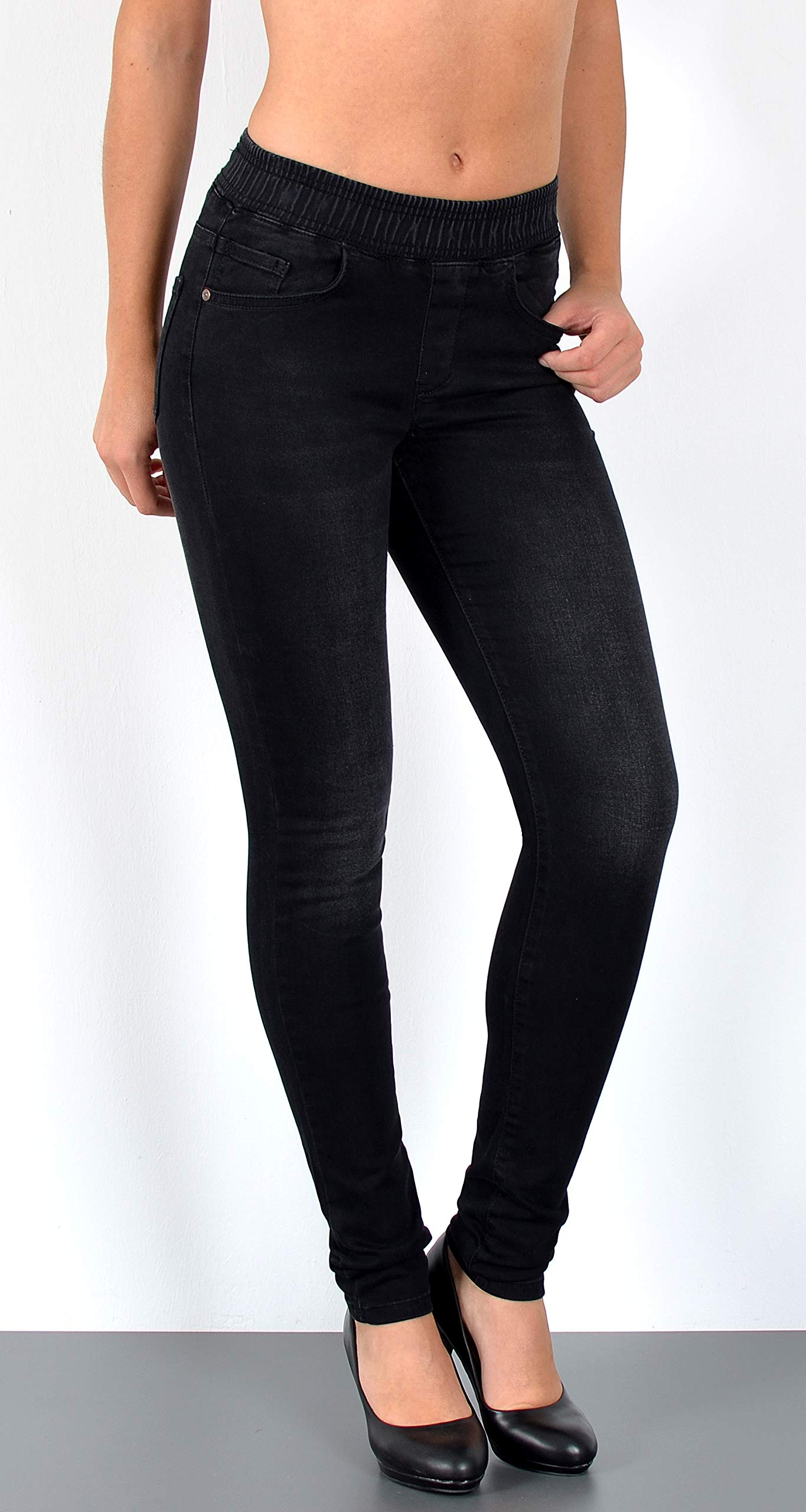ESRA Skinny Jeans Damen High Waist Stretch Jeans Damen Jeggings Damen Stretch elastischer Gummi-Bund Übergröße Puls Size J291