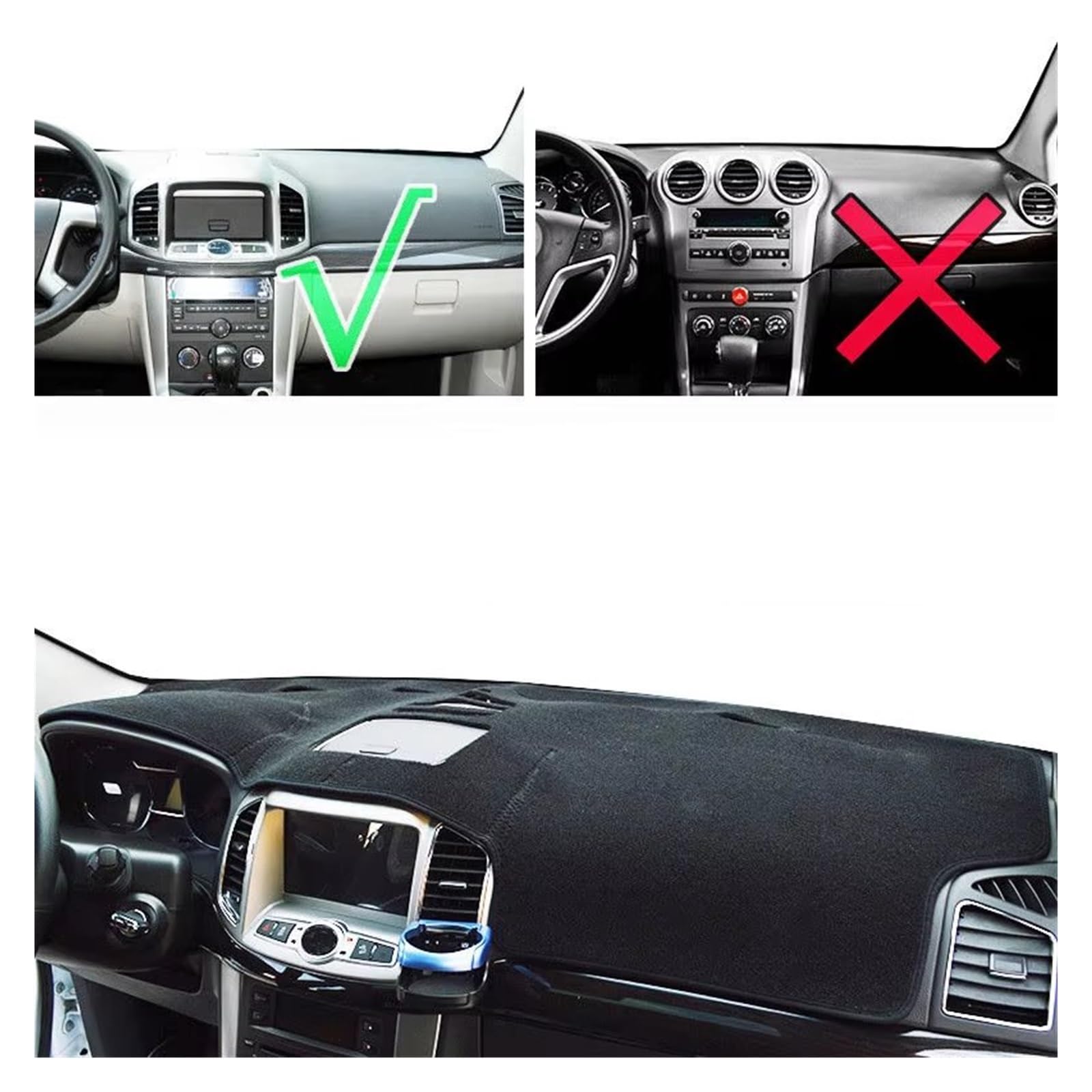 Tapis Tableau Bord intérieur Voiture Tapis Tableau Bord pour Chevy pour Captiva 2006-2018 Winstorm Accessoires Voiture Protection Solaire(Black(Red Edge) RHD)