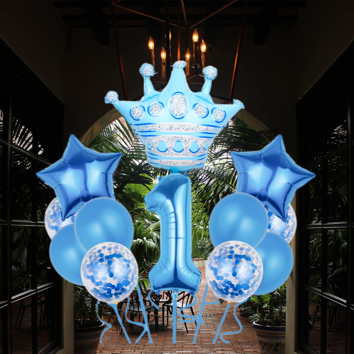 Fowecelt Riesen-Folienballon Zahl 1 - 100cm Blau, Für 1. Geburtstag, Fliegt Mit Helium