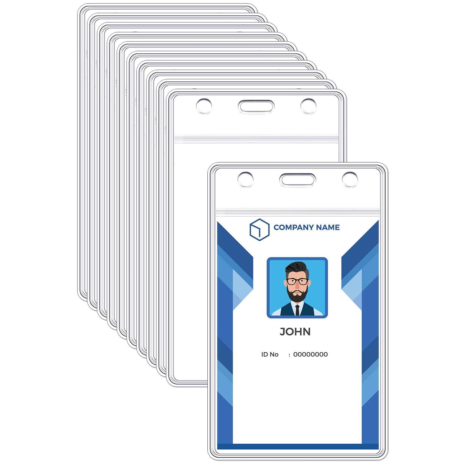 E&EYVertical ID Badge Holder Card Name Tag Holder Clear Waterproof Resealable Plastic (50)