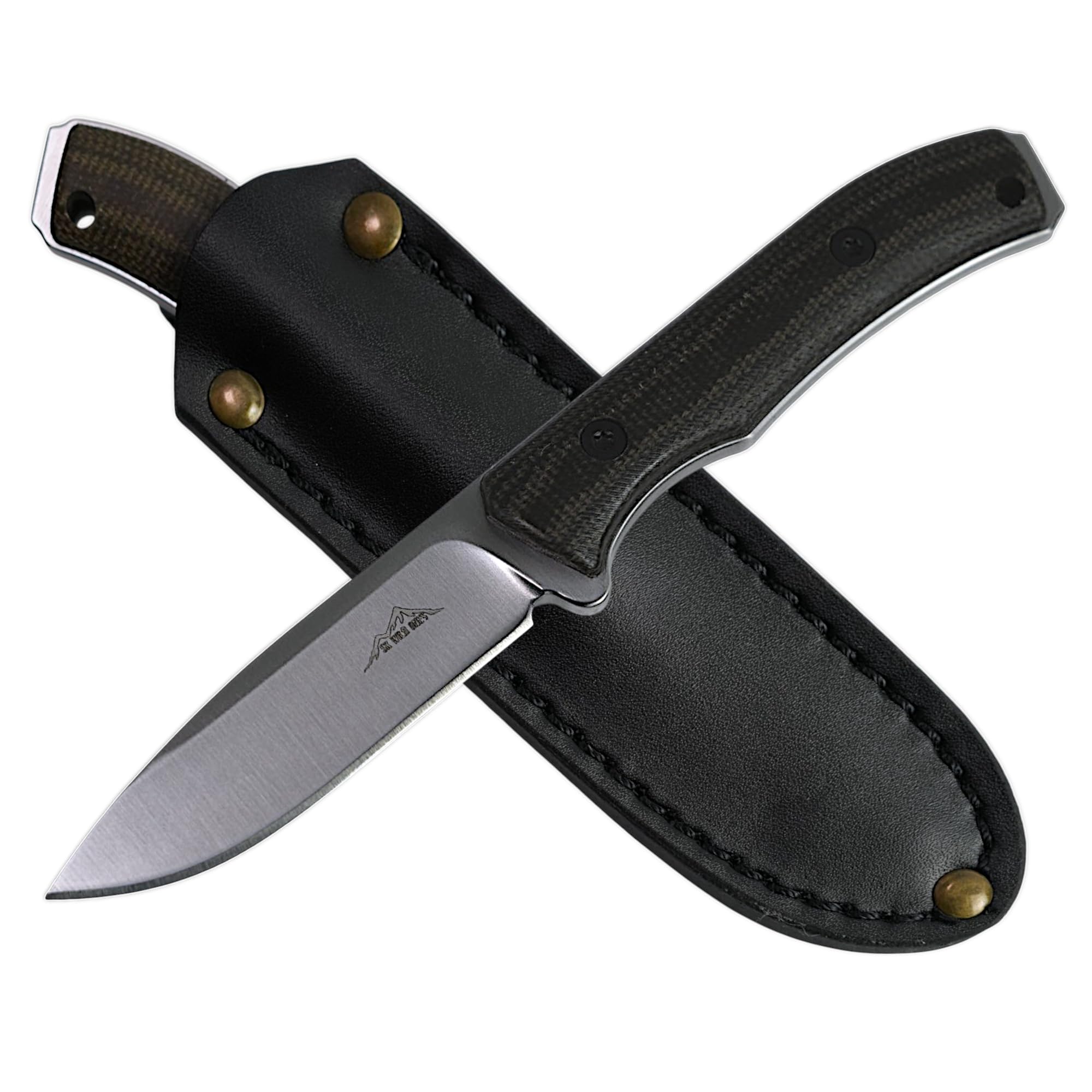 SK Wild Ones® Neck Knife Messer - Outdoor Neckknife Survival - Jagdmesser feststehende Klinge - Echtleder Holster Gürtelmesser & Micarta Griff - EDC Messer Outdoor - 440 C Edelstahl Wieland