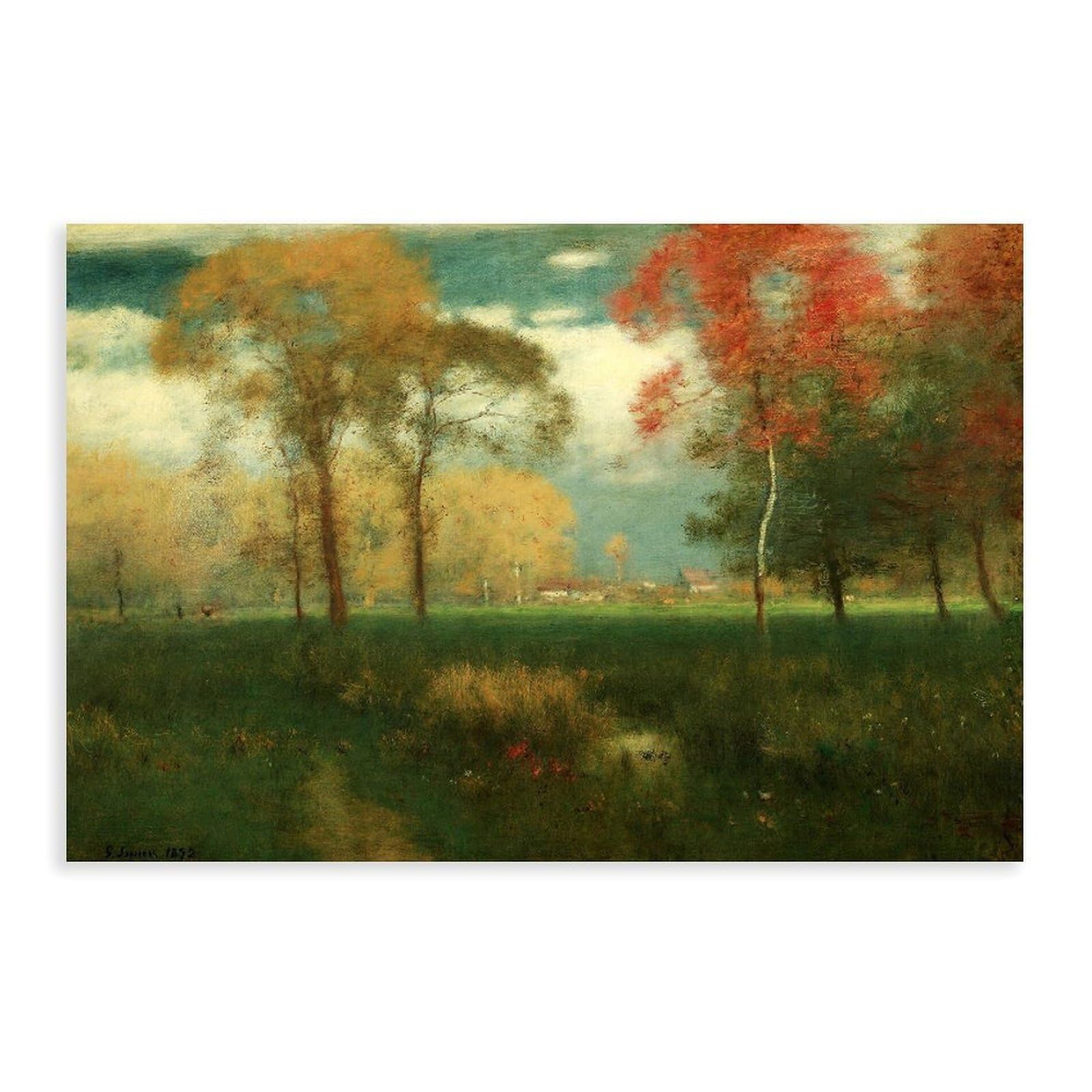 DFJyjFGJJ George Inness Snr,Sunny Autumn Day, 1892 Canvas Posters Wall Art Bedroom Office Room Decor Gift 12" L X 18" W