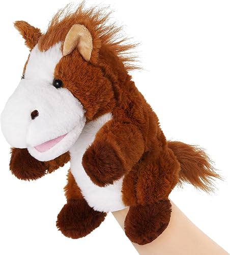 Miniatura 15 de Títeres de mano de animales de 11 pulgadas, tortuga marina de peluche, dinosaurios, juguetes de marionetas de mano, juguetes de juego de rol