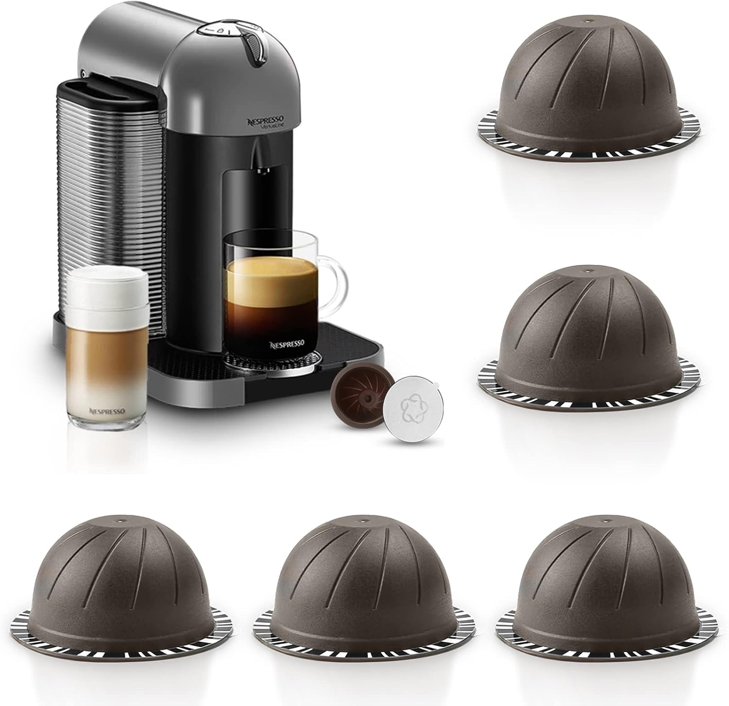 Reusable Vertuo Pods(5Pcs) for Nespresso VertuoLine/Vertuoline GCA1 Coffee Brewers,Refillable