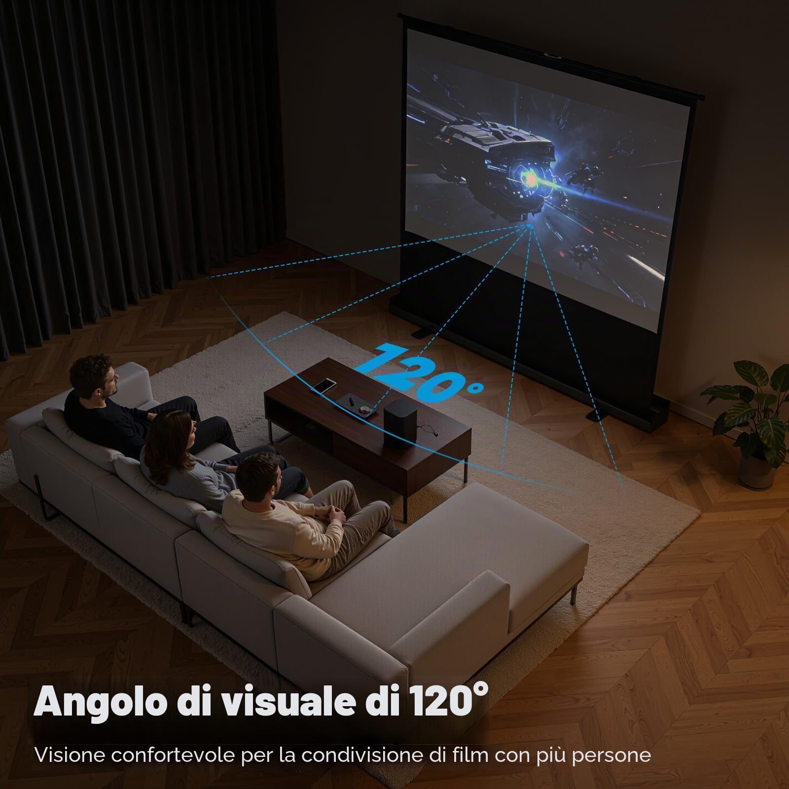 Schermo alzabile 80 pollici 4:3 Schermo da terra Schermo per proiettore a pavimento Schermo portatile Automatico Schermo a rullo per home theater