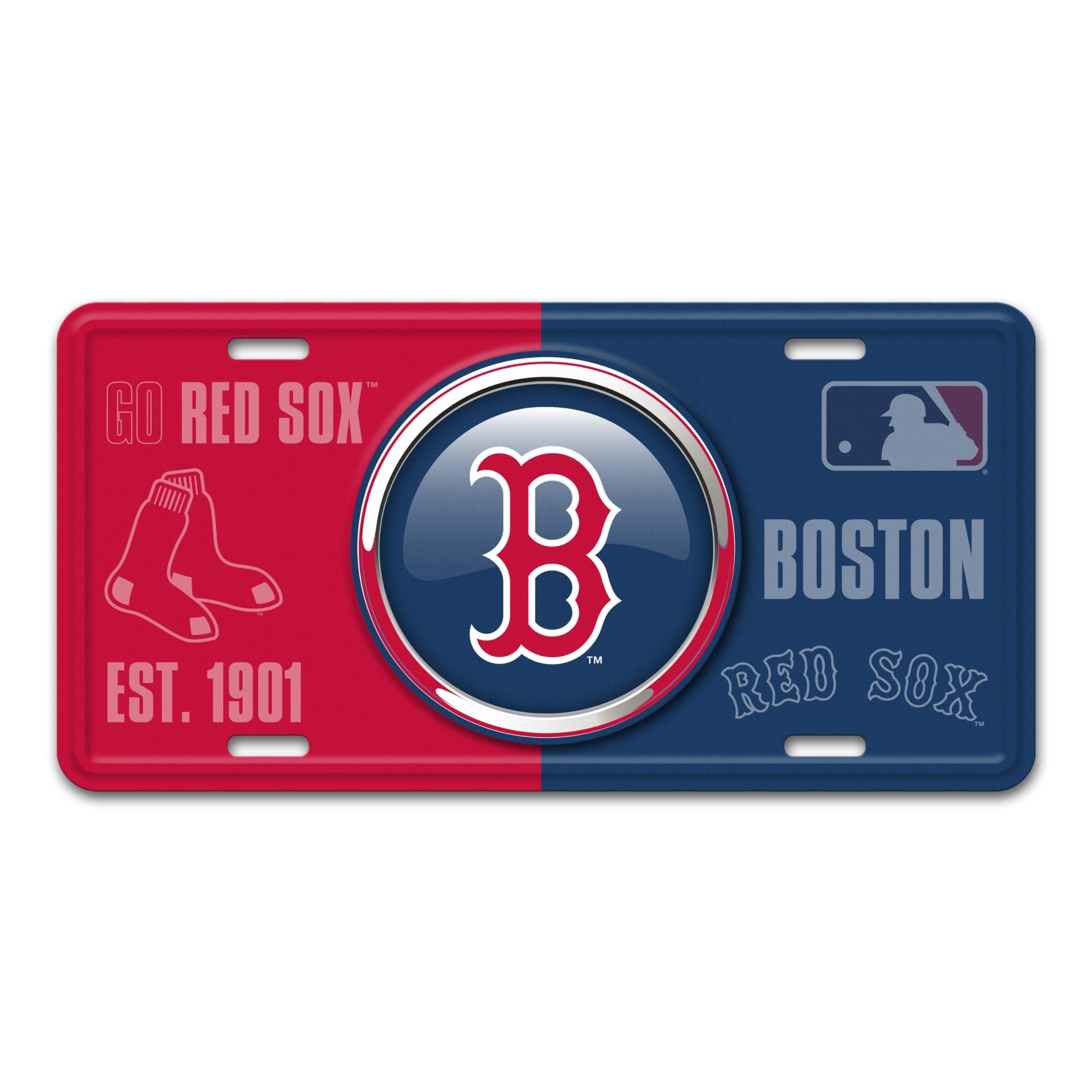 FANMATS 43218 Boston Red Sox Embossed Metal License Plate - auto accessories | Mubboo
