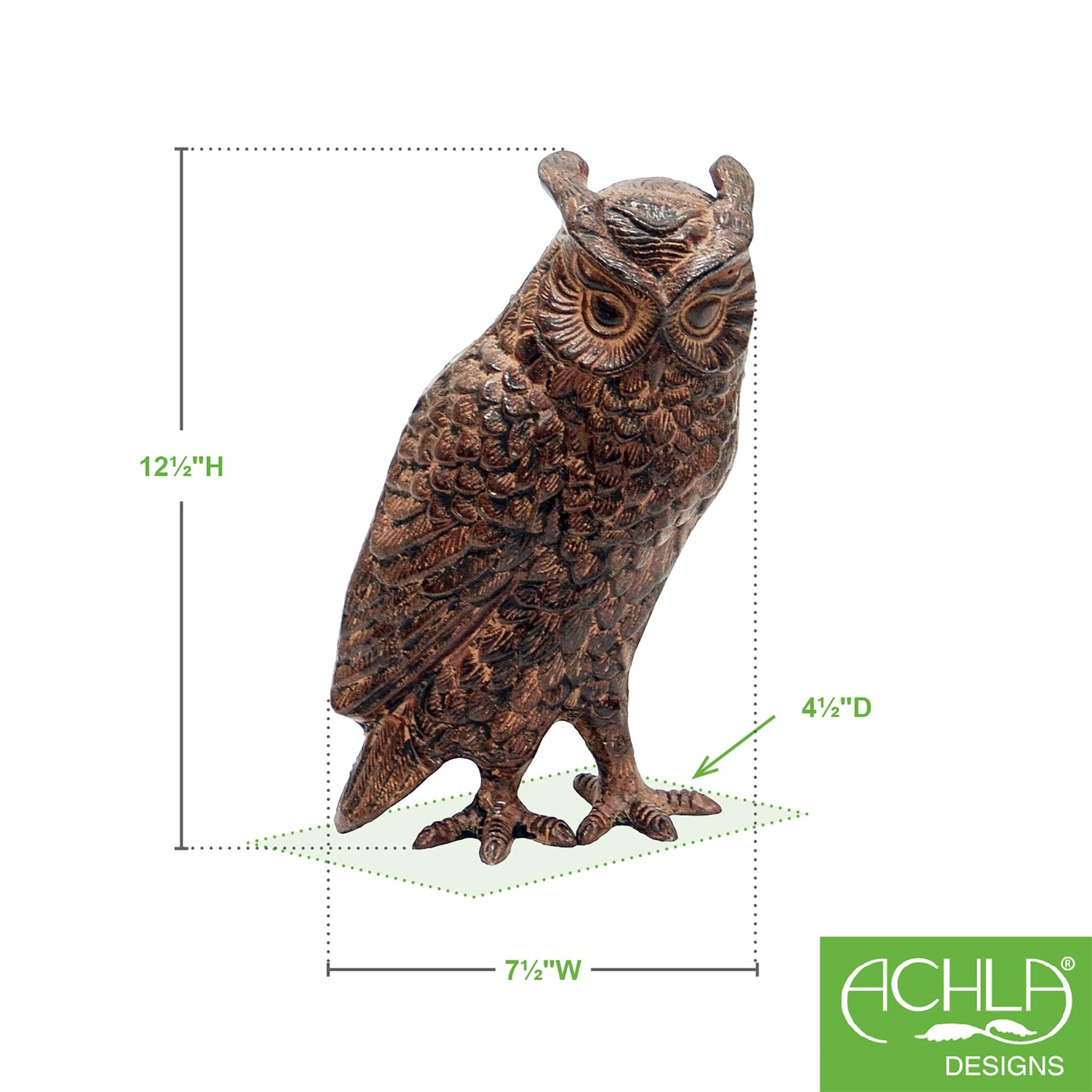 Achla Designs Eulen-Gartenstatue – Northern Saw Whet Eule, Lebensgroß, Antik-Bronze