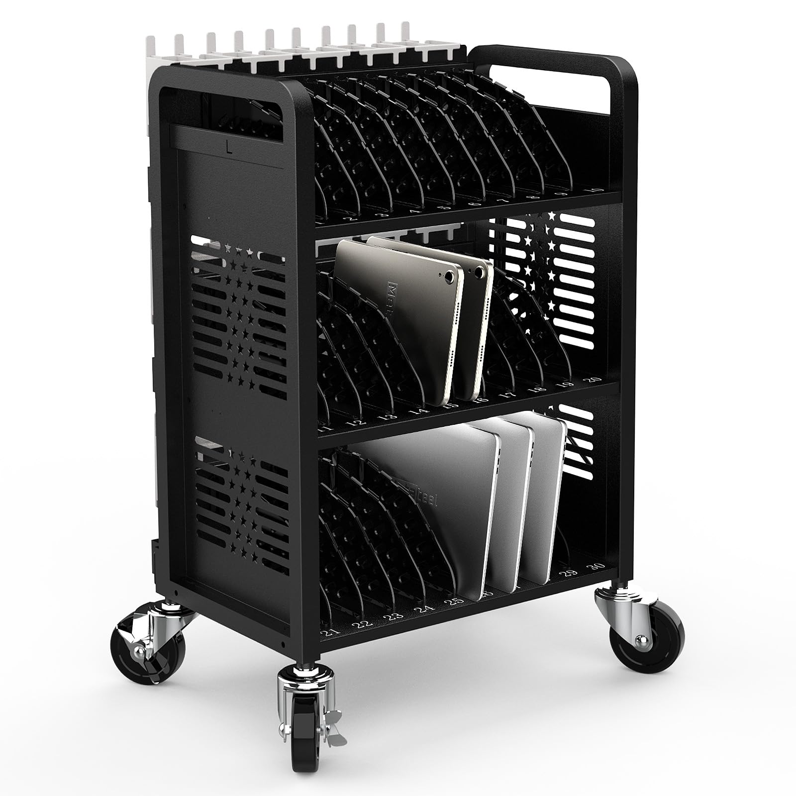 Meteteel 30 Device Open Charging Cart for Chromebook iPad Tablet Laptop