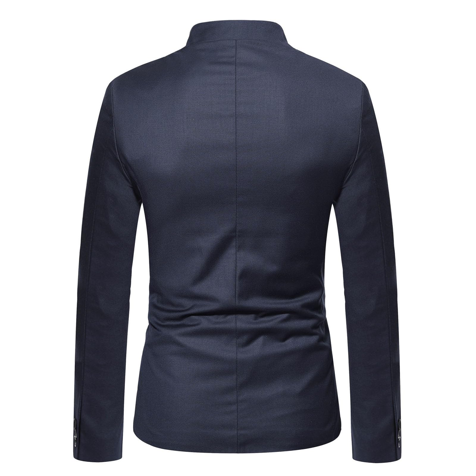 Chaqueta de punto de lana sólida para hombre, cuello alto, manga larga, cárdigan largo para hombre