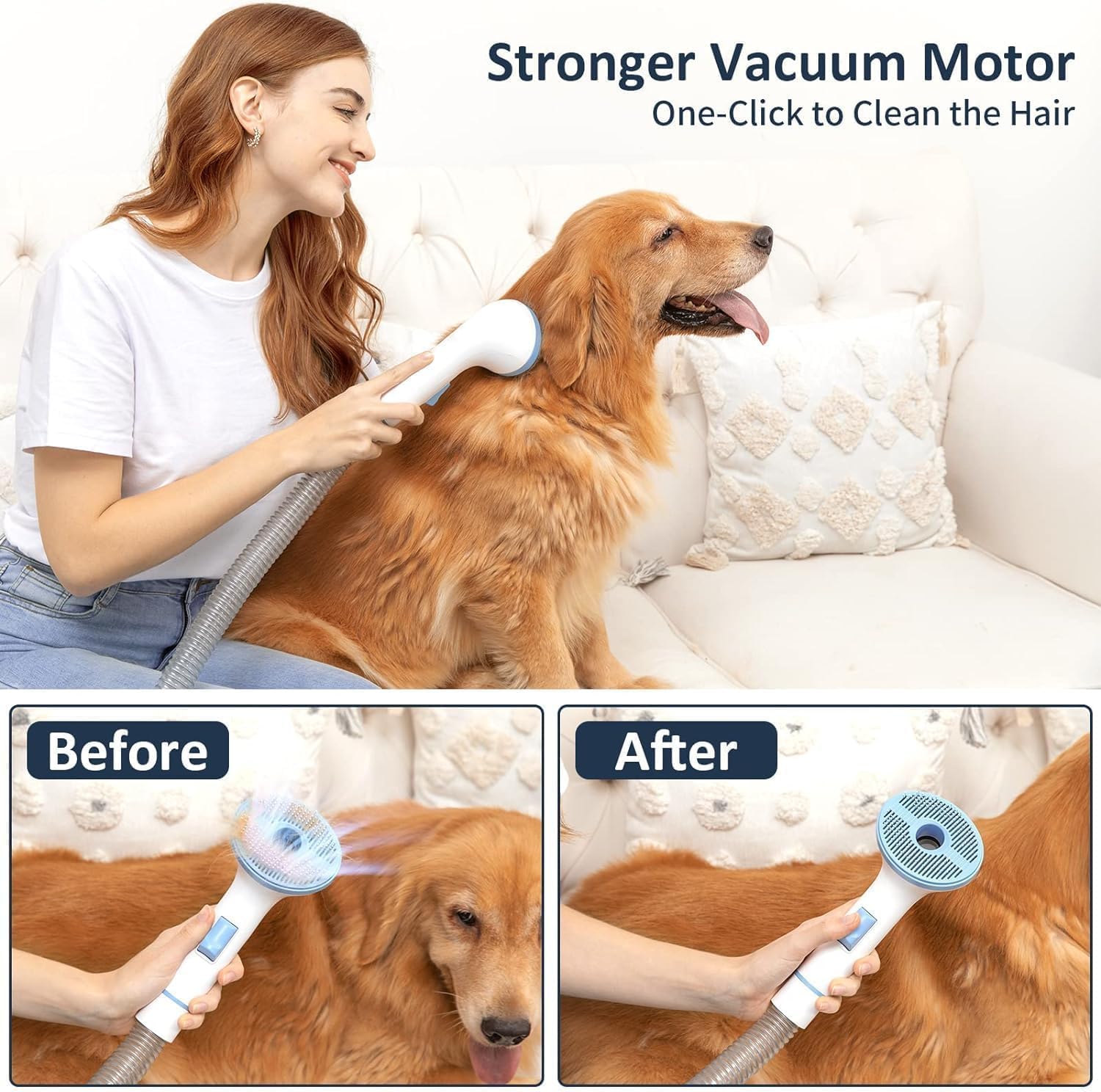 Kit di toelettatura per cani, kit professionale a basso rumore per la toelettatura degli animali domestici Aspirazione 99% peli di animali domestici, materiale ABS, silenzioso, toelettatore