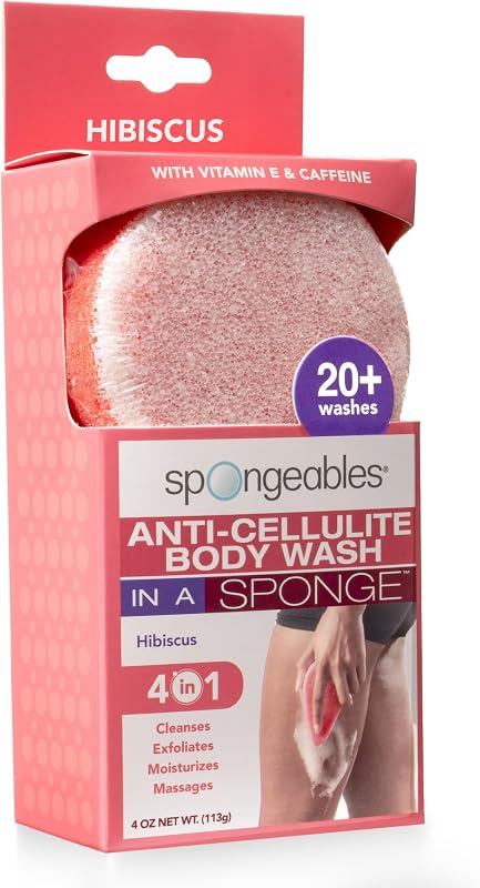 Esponja de banho Spongeables com hibisco, dupla textura e 20 usos, 1 unidade