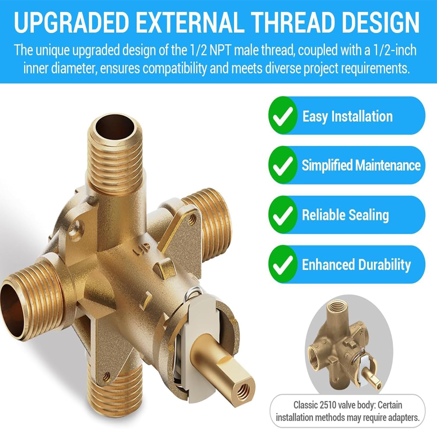 4 ポート真鍮バルブ 2510WL は、柔軟な水分配を提供し、接続を簡素化し、パイプに使いやすく、柔軟です
