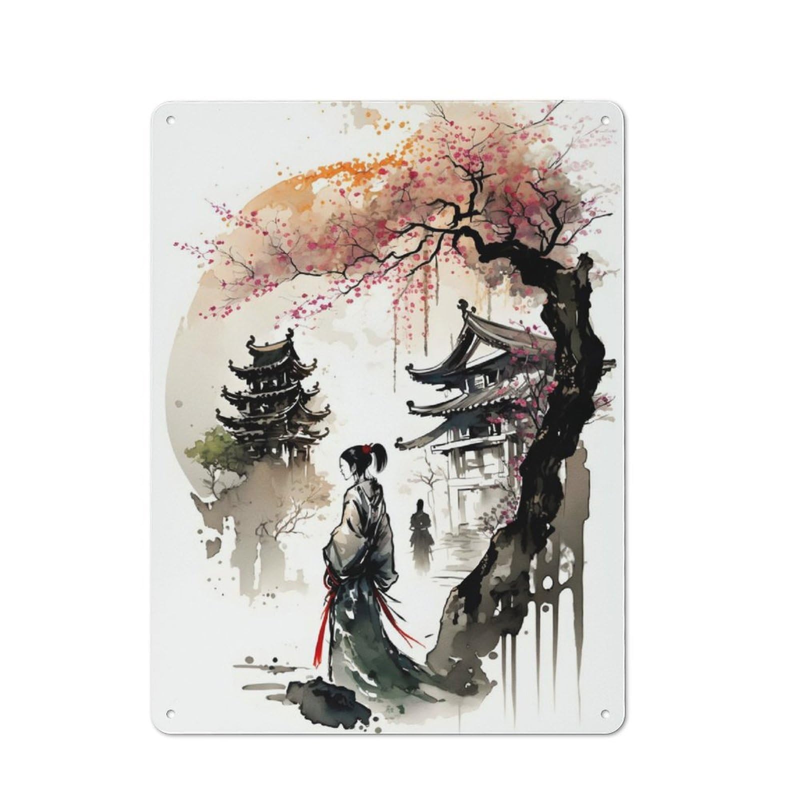 Junmoney Girls Cherry Blossom 06 Rustic Metal Sign 40X30cm For Café Or Restaurant, For Vintage Wall Decor Fans, For Living Room And Hallway Decor