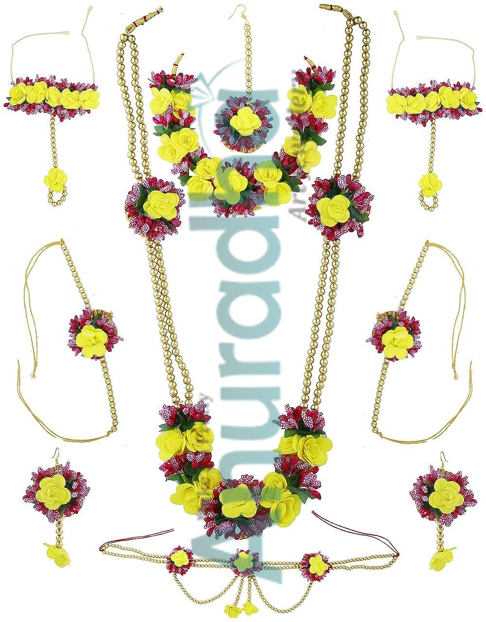 Anuradha Art Jewellery Multi Colour Artificial Flower Necklace Combo Set, Haldi, Mehndi, Sangeet, Godbharari, Maternity Shoot Jewellery for Women (B0B9L8Z4M9) Amazon Price History, Amazon Price Tracker