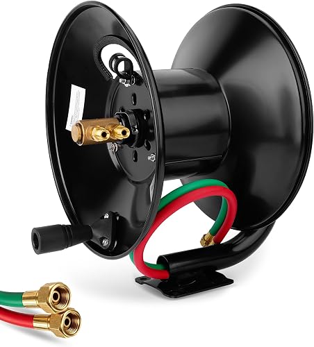 Manual Twin Welding Hose Reel, 100 FT, for 3/8" or 1/4" Oxy Acetylene Hose