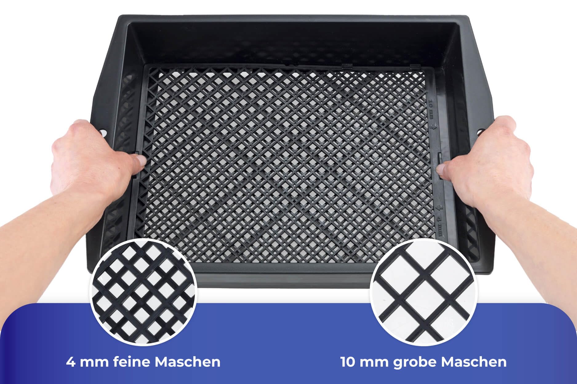 Maximex Tamis de jardin avec passoire réglable, tamis de jardin avec surface extra large pour filtrer les pierres, les racines et les feuilles, aide au jardin pour la récolte