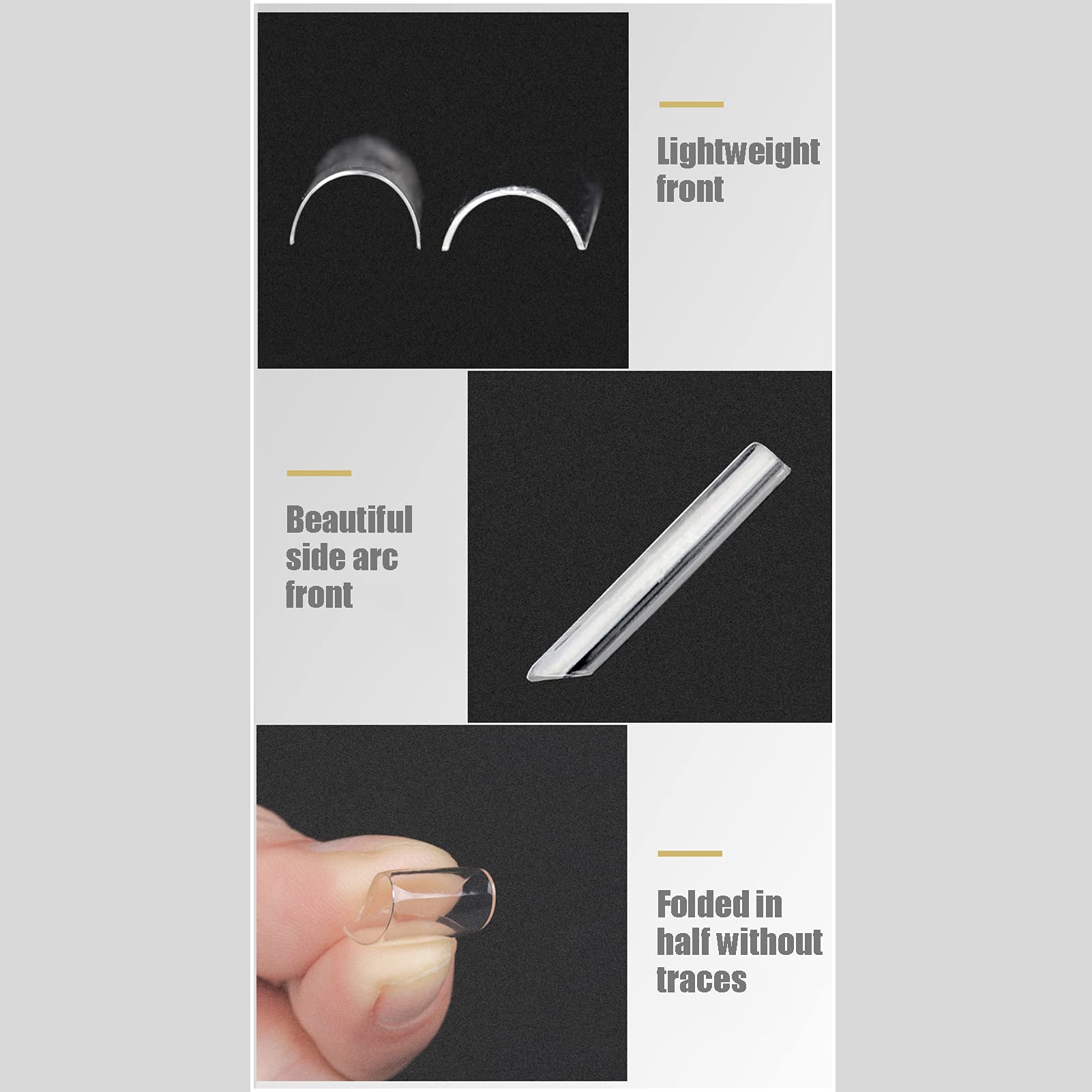 360 pezzi di punte per unghie finte a forma di U extra lunghe, punte per unghie finte per nail art fai-te, 12 misure di punte riutilizzabili salone con scatola di (Colore naturale 360 ​​compresse)