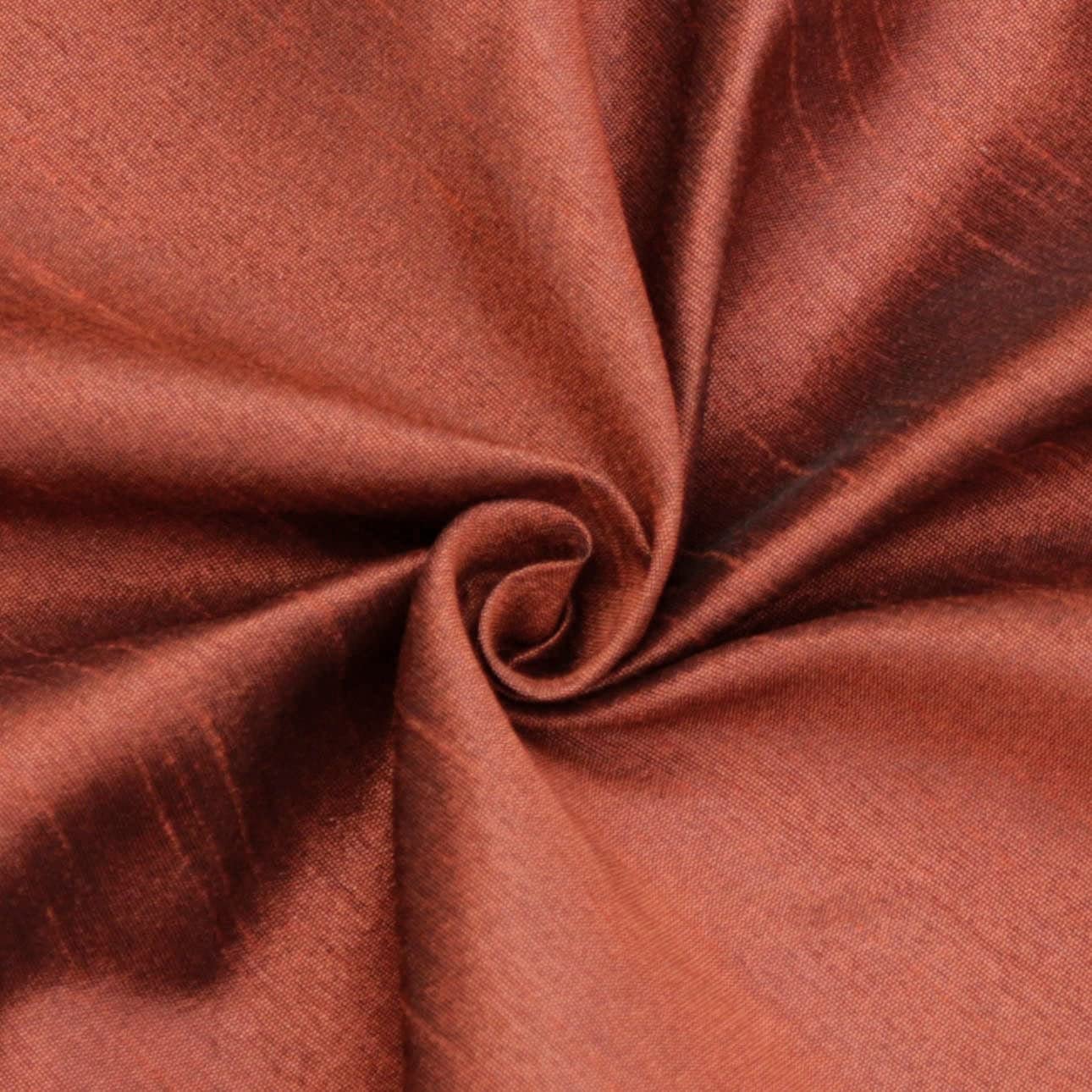 Fabric Mart Direct Rust Faux Silk/Art Silk Fabric By The Metre, 4 Continuous Metres 107 cm Width Slubeed Faux Silk Solid Color Orange Wholesale Silk Upholstery Fabric for Curtains Bridal Dress โ image 1
