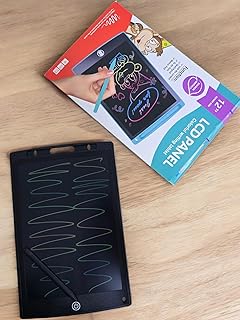 تابلت كتابة LCD ملون بشاشة مقاس 12 بوصة للأطفال ، لوح رسم محمول قابل للمسح، لوح رسم رقمي، لعبة تعليمية للأولاد والبنات - اسود