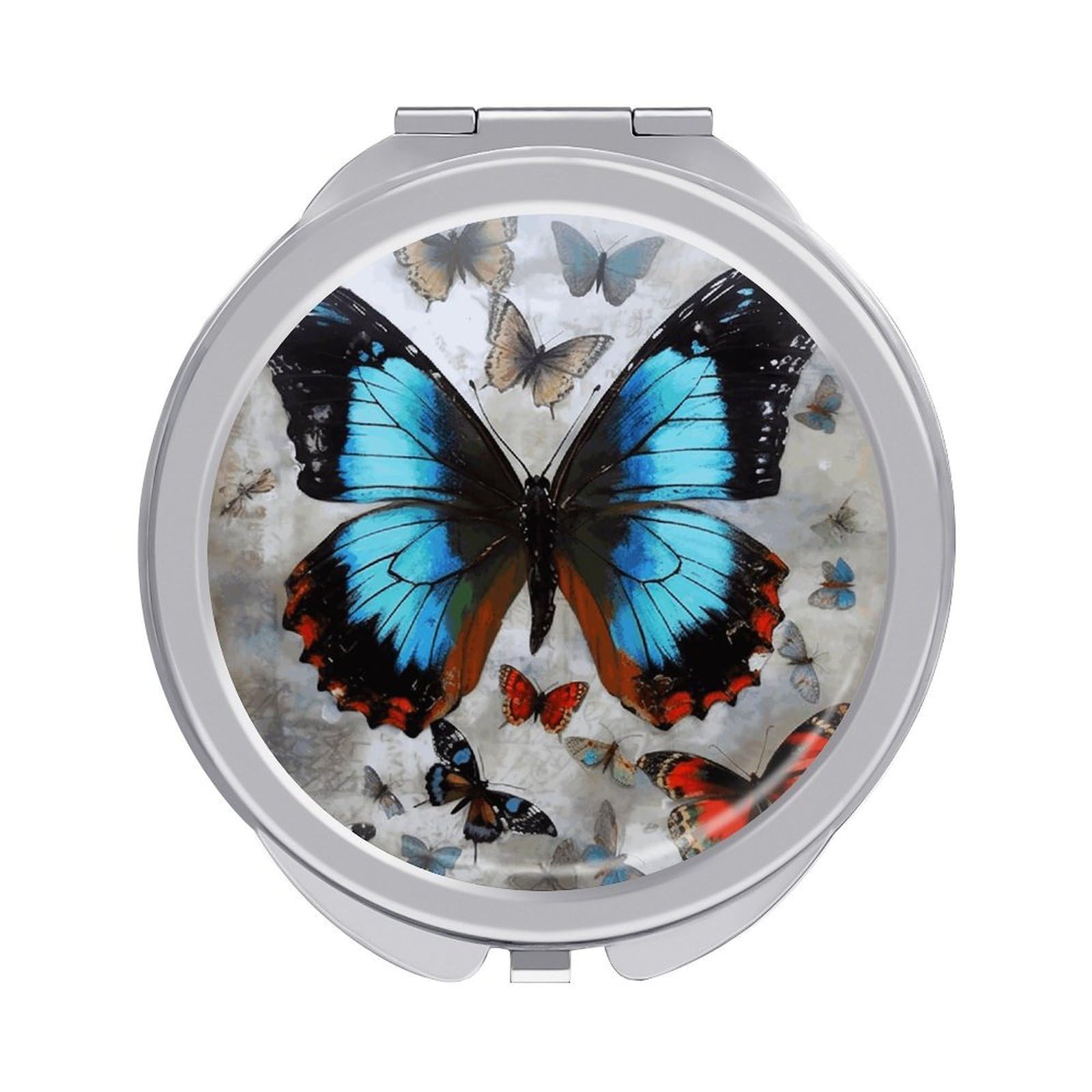 JTREHY Butterfly Makeup Mirror Portable Folding Mirror Compact Travel Mirrors 2-Sided Round Pocket Mirrors Cute Handheld Beauty Mirror for Handbag Purse for Women Gift