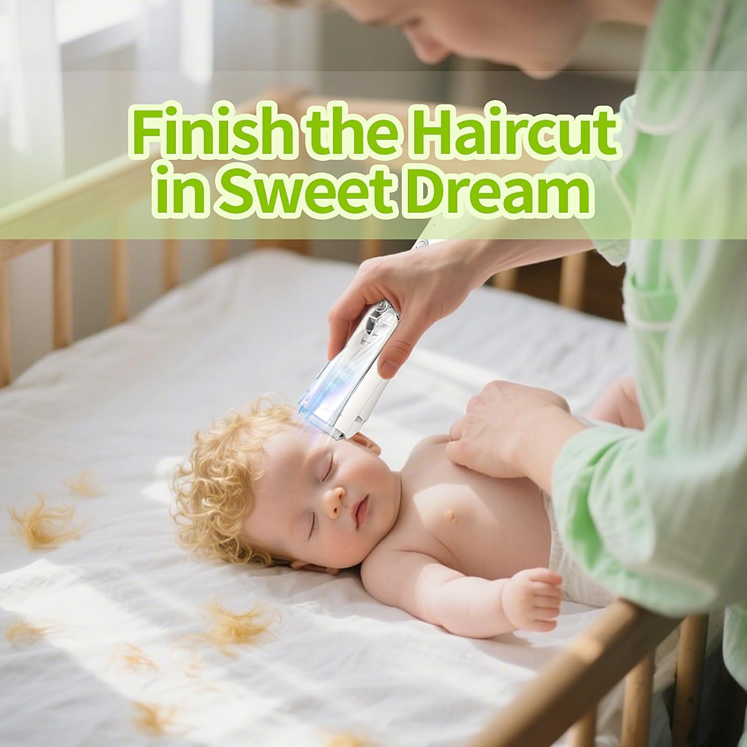 Baby Hair Clippers & Kids Hair Trimmer, Cordless Vacuum Hair Cutter, Ultra Quiet Electric Hair cutterfor Infant Toddler Boys & Girls (White)