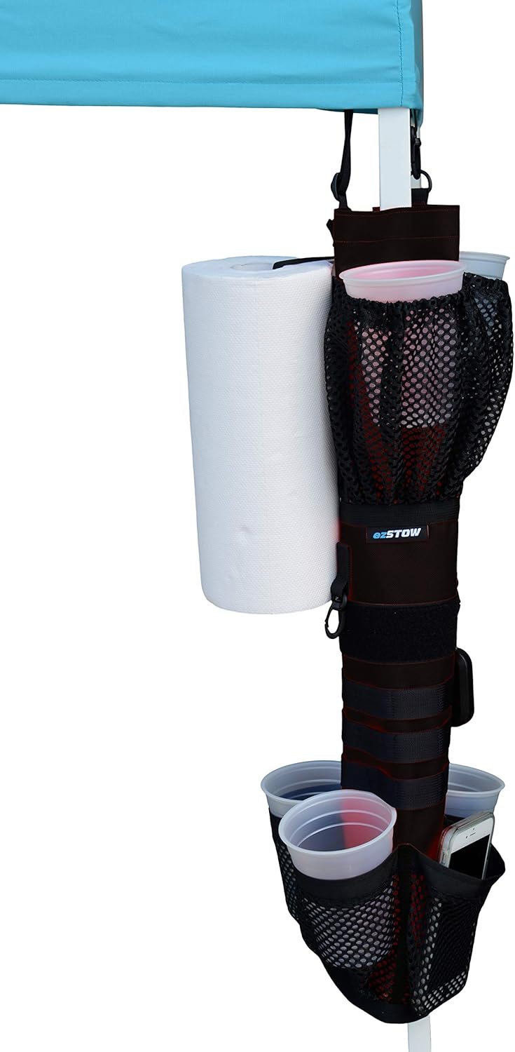 ezSTOW miniSTOW Canopy Organizer - Organize Your Awning, Drink Holder, Paper Towel Storage, Sunscreen Pockets, Trash Bags, Attach to Tree, Outdoor, Hunting, Camping, Baseball, Soccer, Track