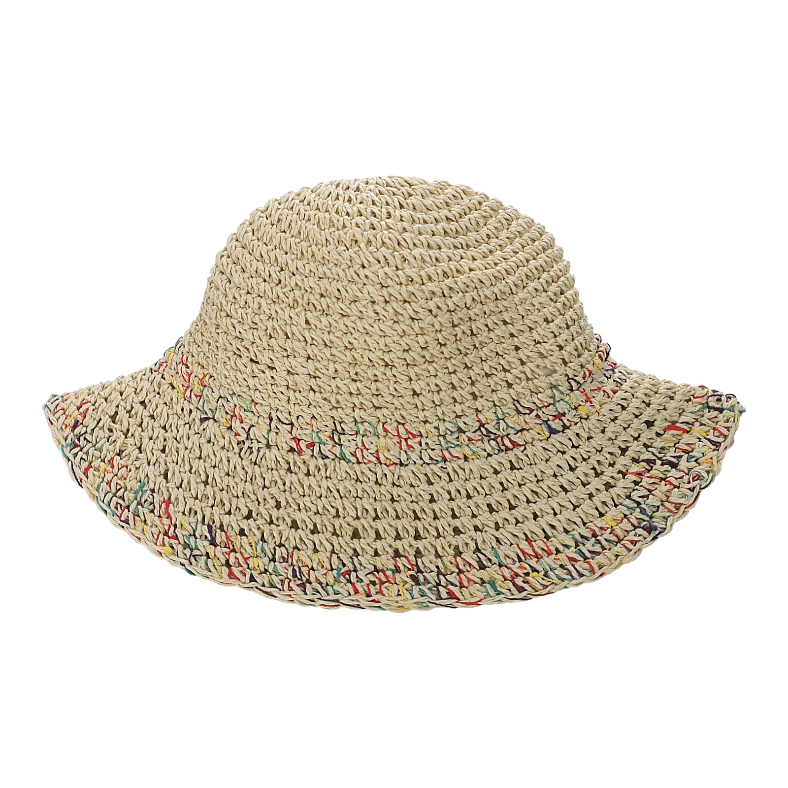 TINAYAUE Cappello di paglia da donna, per la spiaggia, traspirante, pieghevole, elegante cappello da pescatore, leggero, protezione UV, per il tempo libero, regolabile, per adulti, bambini