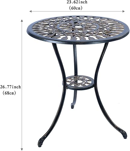 Miniatura 2 de CG - Juego de 3 piezas de bistró para exteriores, juego de mesa de bistró de aluminio fundido antioxidante para muebles de porche delantero,