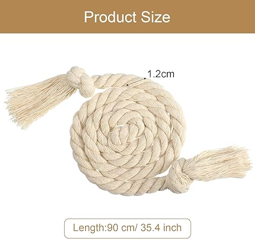 Miniatura 2 de 8 alzapaños de cuerda para cortina, hechos a mano, estilo rural, alzapaños decorativos para alzapaños, cortinas (beige)