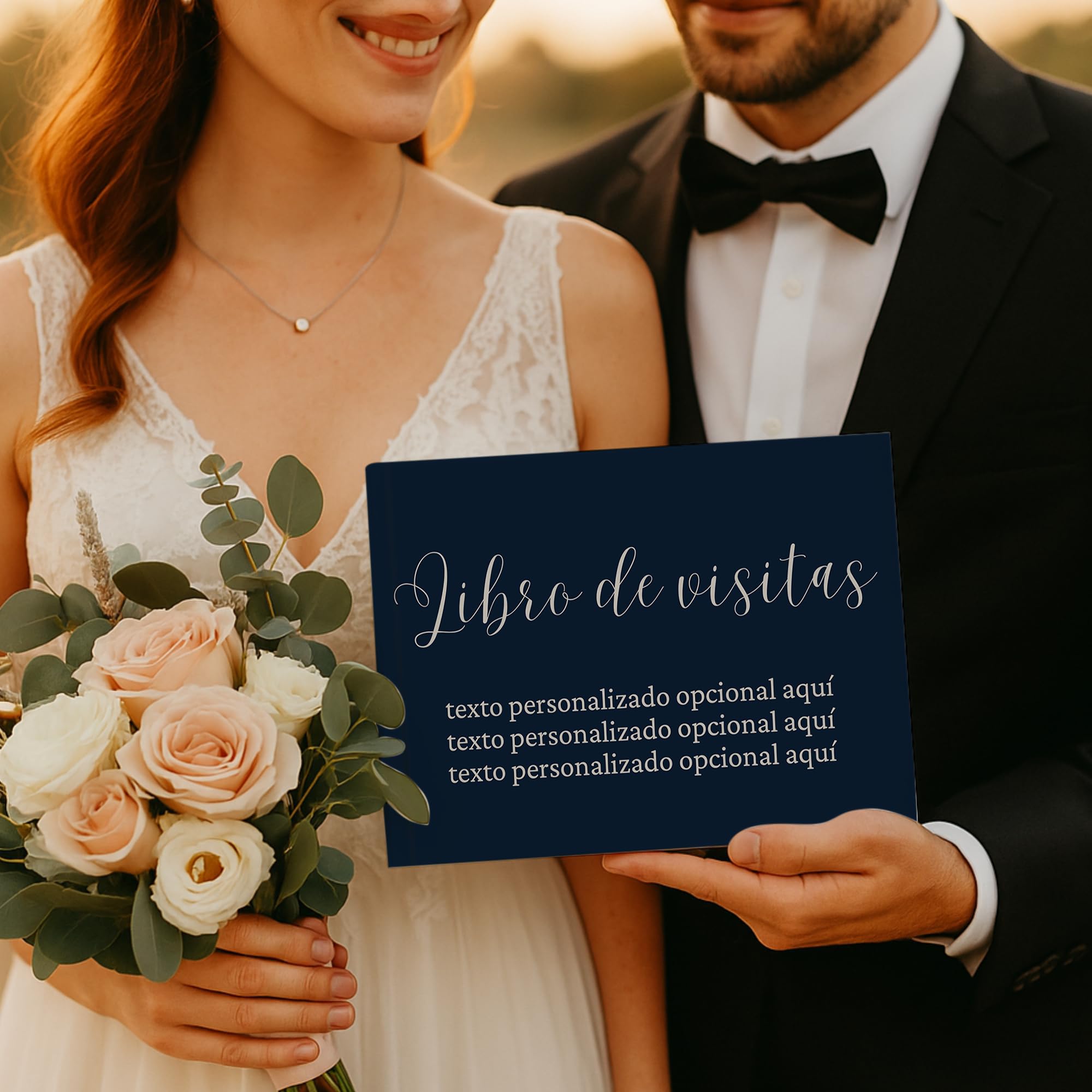 Libro de visitas personalizado – Libro de firmas para boda, cumpleaños y comunión (azul marino)
