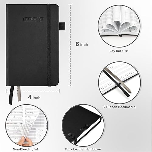 Miniatura 3 de Ospelelf Agenda diaria 2024 de bolsillo 2024, calendarios de 12 meses, 4 x 6 pulgadas, agenda semanal y mensual de cuero de tapa dura, agenda por