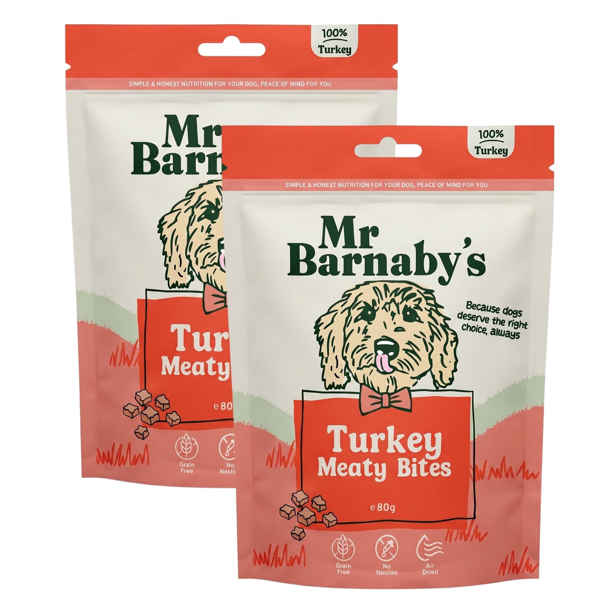 Mr Barnaby's Training Dog Treats - 100% Turkey, 2 x 80g - Hypoallergenic, Grain Free & Natural Dog Chews - Puppy Training Treats for Dogs - Air-Dried & High Protein for Puppy, Adult & Senior Dogs — image 1