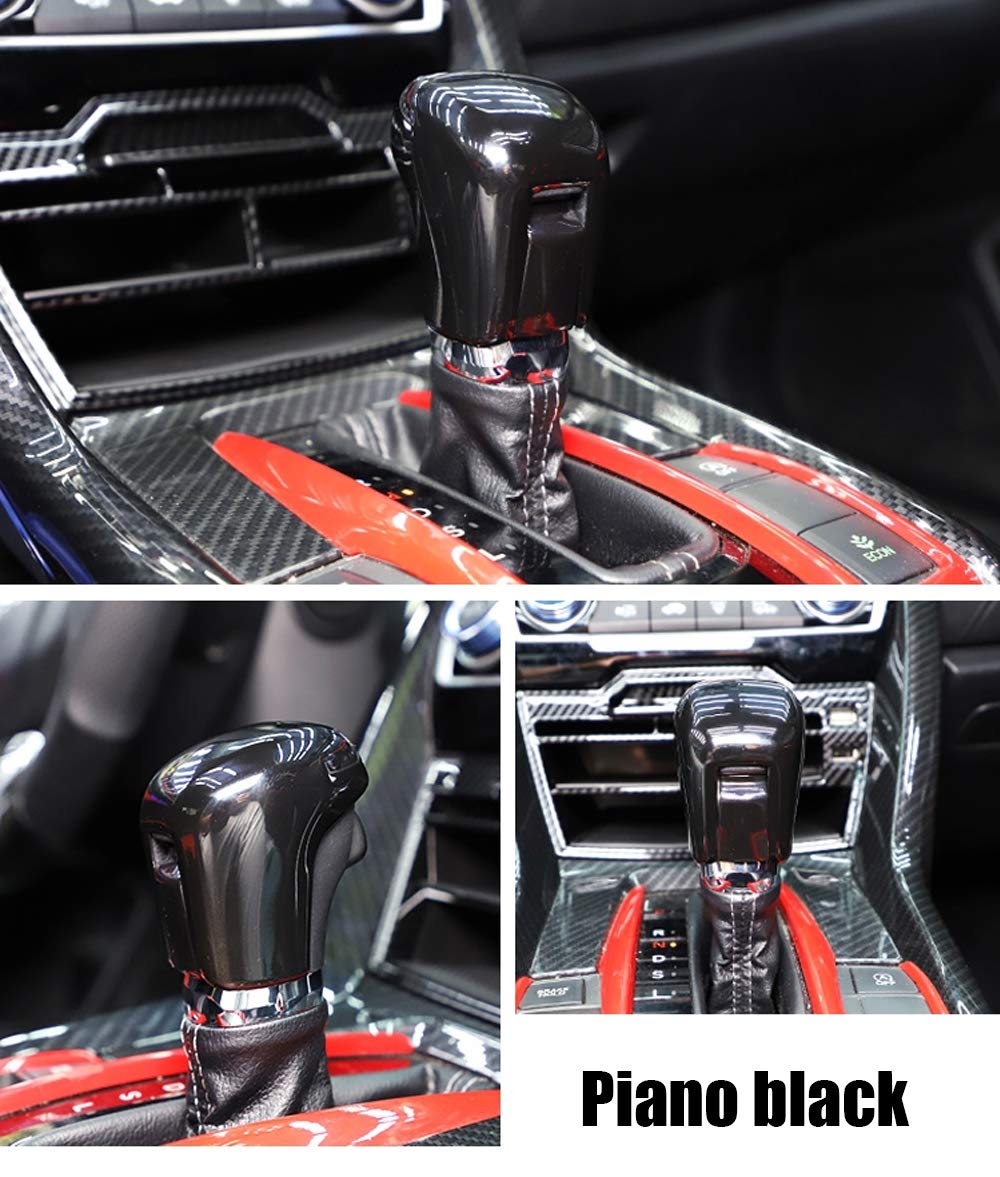 XITER ABS Car Interior Auto Gear Shift Knob Frame Cap Cover Trim Car Protect Accessories Case for Honda Civic 2016 2017 2018 2019 2020 2021 Automatic Transmission-Piano Black
